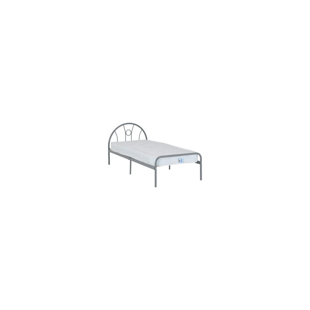 (Single 3ft-90cm) Nova Metal Bed Frame Silver-Mattress Not Include