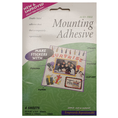 Therm-o-Web Mounting Double Sided Adhesive Sheets Pack of 4, Clear