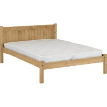 Maya Small Double 4ft Bed Frame - Distressed Waxed Pine, Flat Pack, Mattress Not Included, Assembly Required