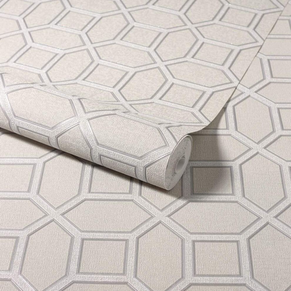 Arthouse Hotel Luxe Origin Geometric Diamond Wallpaper Glitter Metallic Vinyl Taupe 295602