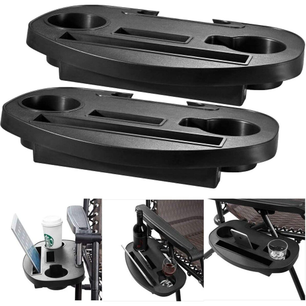 2pc Clip On Side Table Tray For Zero Gravity Sun Lounger Camping Chair  Outdoor Garden Fishing Book Phone Tablet Drink Holder on OnBuy