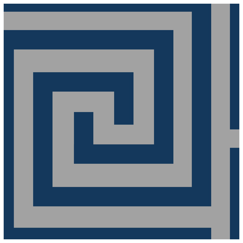 Debona (4009 Navy Silver) Athena Metallic Glitter Crystal Greek Key Geometric Embossed Wallpaper Blue/Silver
