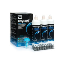 Oxysept 1 Step Contact Lens Solution 3 x 300ml for Soft Lenses with tablets & case