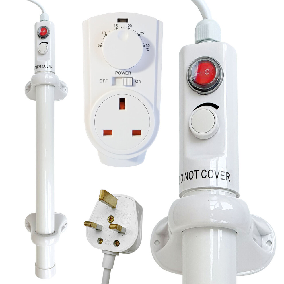 Elixir Garden Supplies (Th04, 150Cm 190 Watt, Analogue Thermostat) Low Energy Tube Heaters With Adjustable Temperature Control | Optional Guards & Thermostats