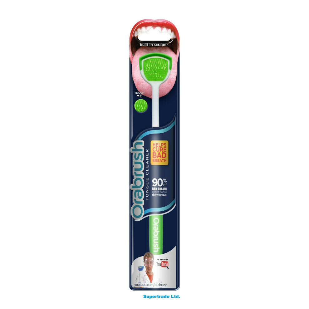 Dentek Orabrush Tongue Cleaner Scraper Soft Bristle Helps Cure Bad Breath