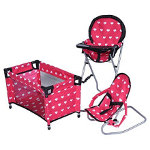 Conjunto Mega de Bonecas da New York Doll Collection com Cadeira, Bouncer 3-1 e Pack N Play Rosa para Bonecas de 18 polegadas