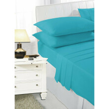 (Teal , 4 FT Small double ) Fitted Sheet Extra Deep 25cm 100% Polycotton