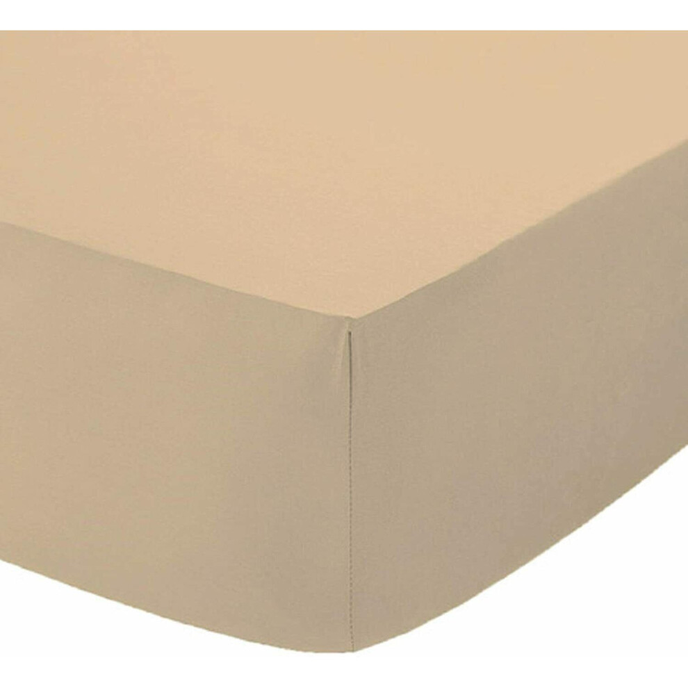 (Latte, Double) Fitted Sheet Extra Deep 25cm 100% Polycotton
