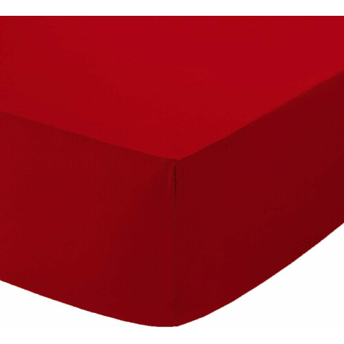(Red, Double) Fitted Sheet Extra Deep 25cm 100% Polycotton