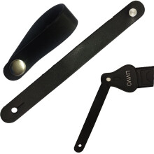 Heavy Duty Leather Guitar Strap with Headstock Attachment - Black