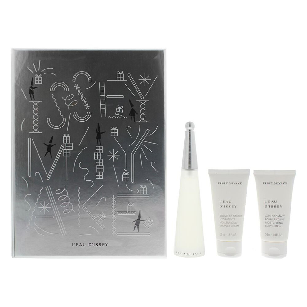 Issey Miyake L'Eau D'Issey Gift Set 50ml EDT Spray + 50ml Shower Cream + 50ml Body Lotion