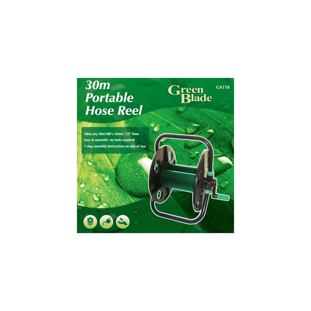 Hamble Distribution Portable Garden Hose Pipe Holder / Reel - Holds Up To 30M Hose