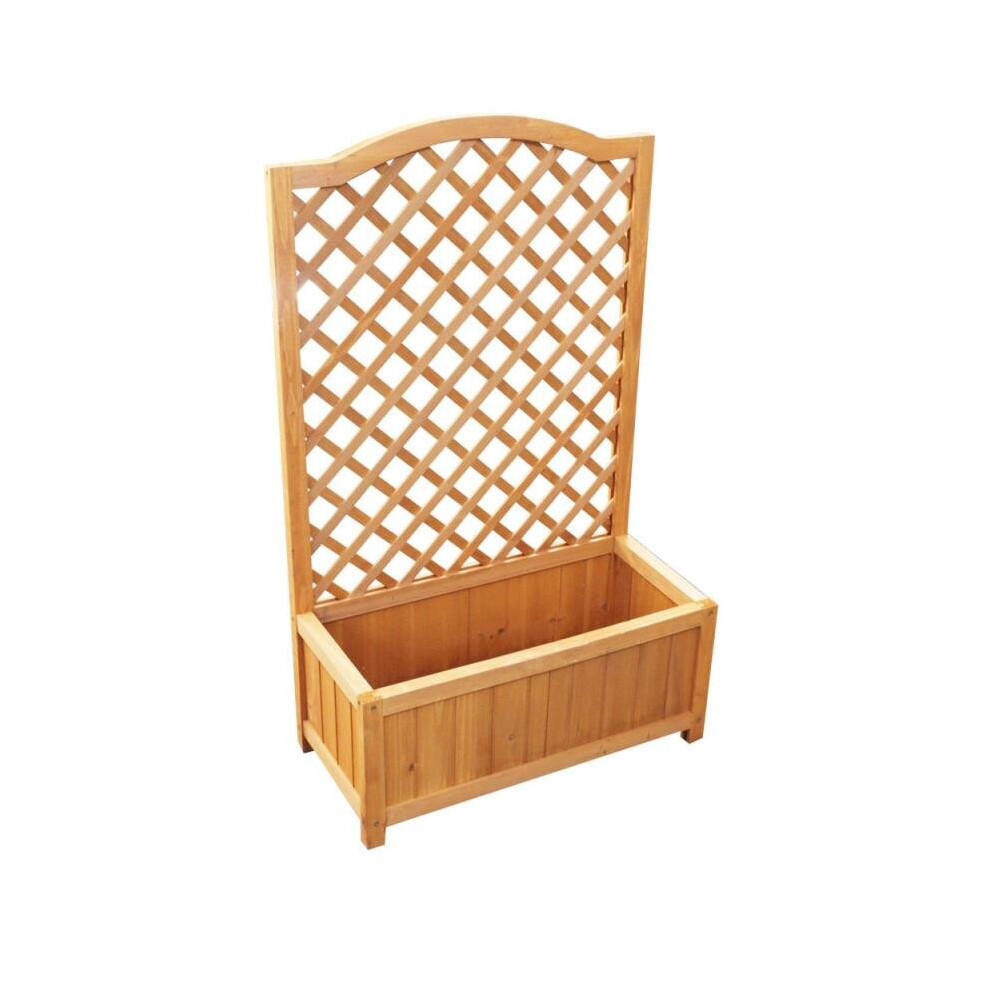 60cm x 26cm Stained Wooden Decorative Rectangular Garden Planter with 1m Trellis