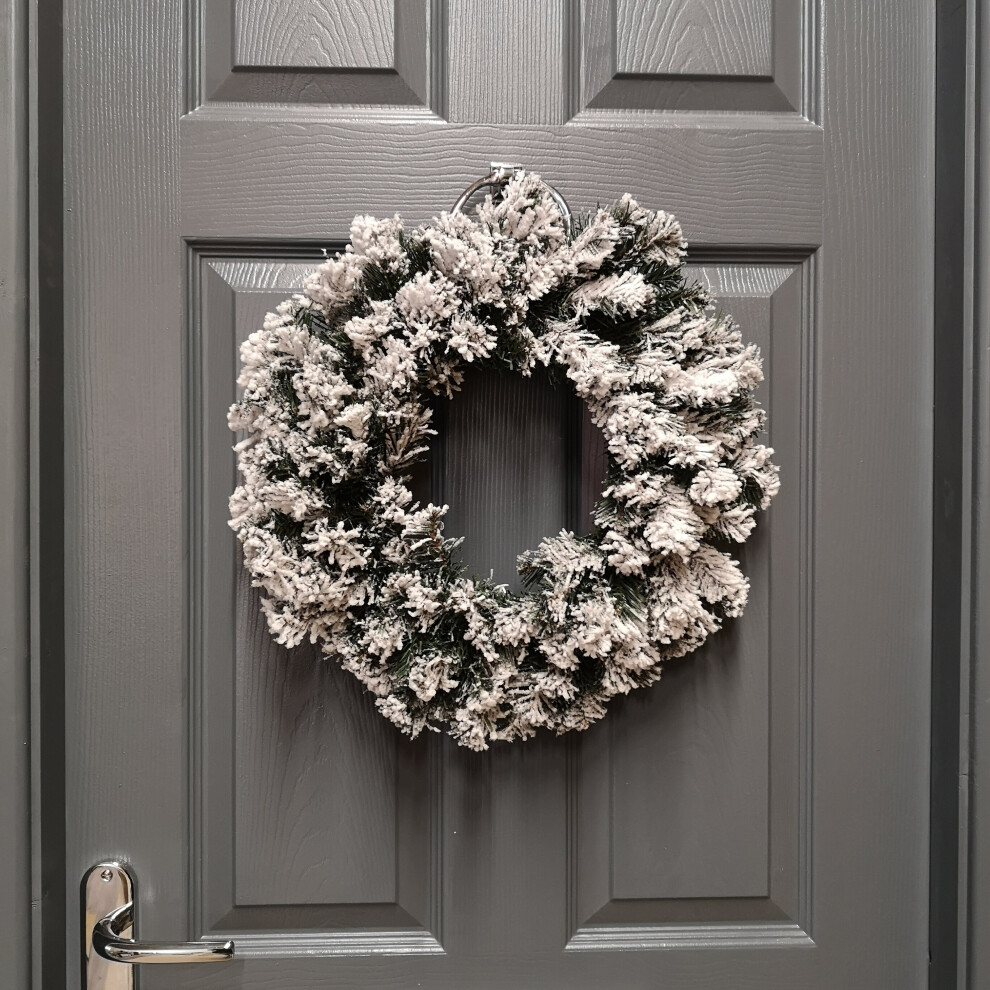 Premier Flocked Woodcote Pine Flocked Wreath 50Cm