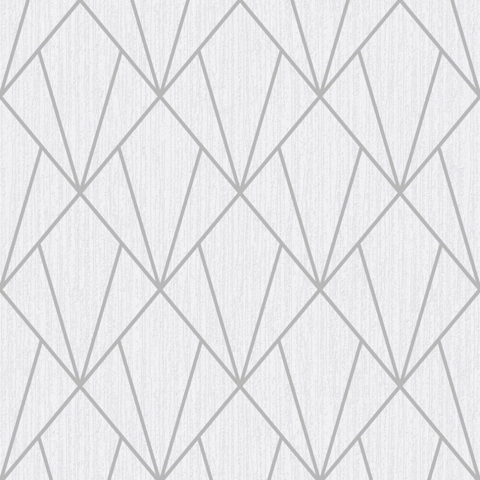 Indra Silver Diamond Geometric Glitter Wallpaper Living Room Bedroom Wall Paper Rolls