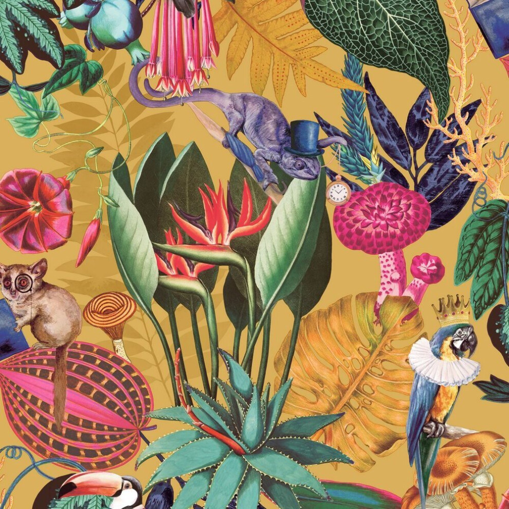 Holden Decor Wonderland Ochre Wallpaper 91190 5022976911901