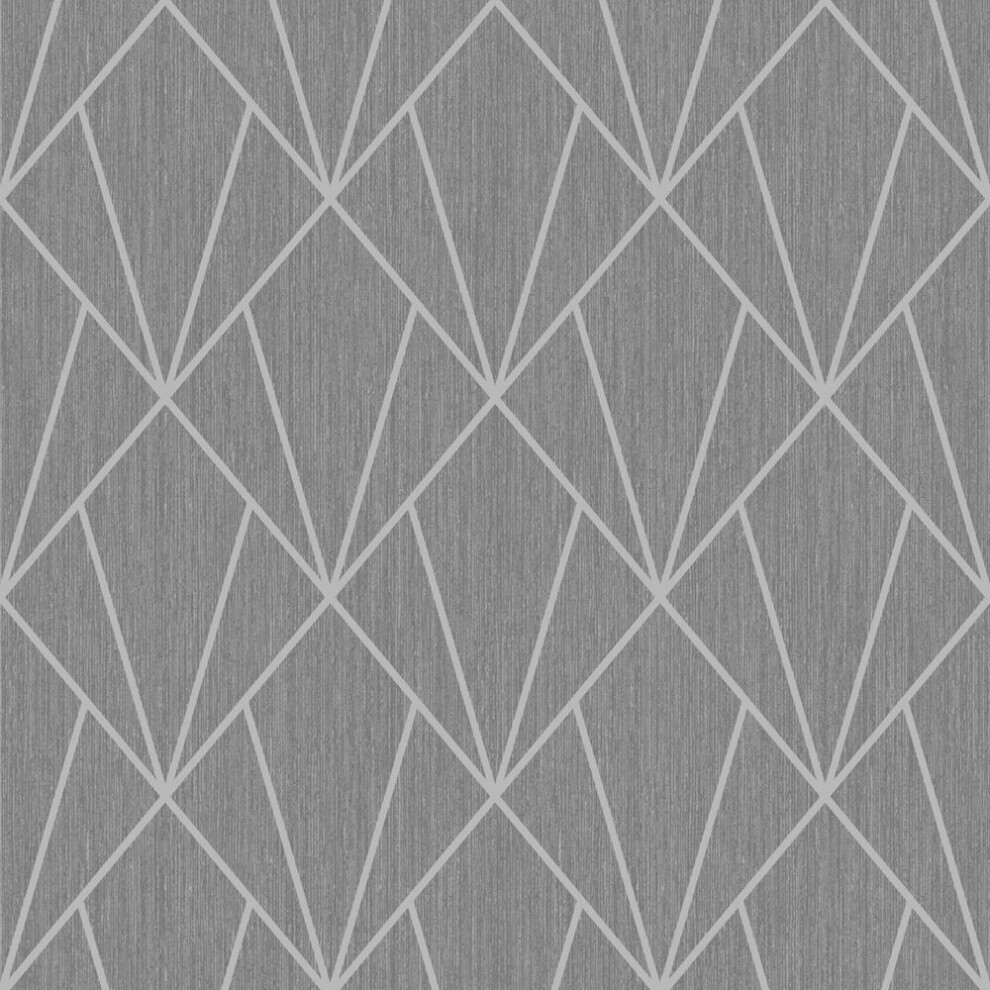 Indra Charcoal Diamond Geometric Glitter Wallpaper Living Room Bedroom Wall Paper Rolls