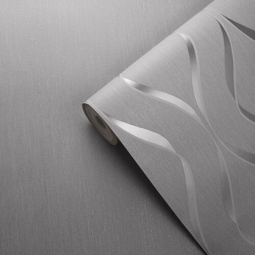 Muriva Muriva Indra Wave Grey Silver Wallpaper 154112 2