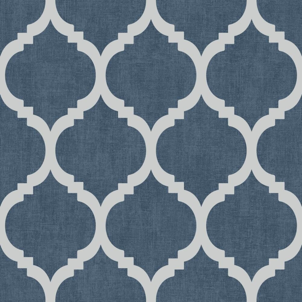 Muriva Darcy James Zara Trellis Wallpaper 173552 Blue/Silver