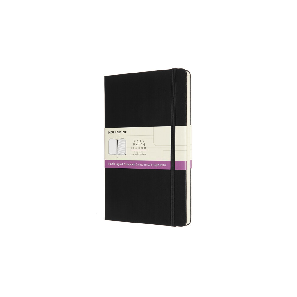 Moleskine Large Double Layout Plain And Ruled Hardcover Notebook: Black