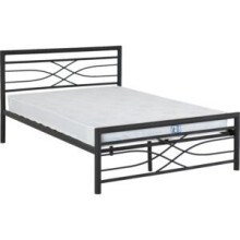 (4FT 6inch Double150cm)Kelly Metal Bed Frame Black With Laminated Sprung Slats