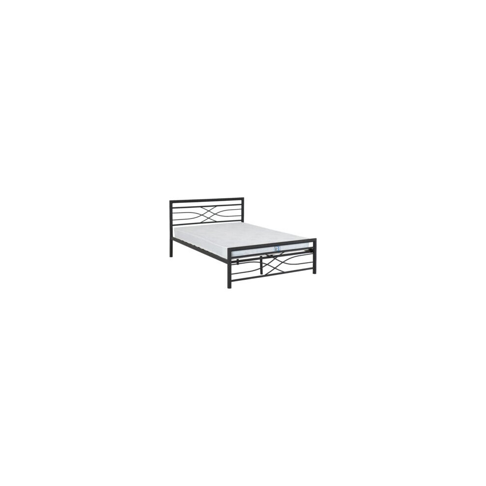 (4FT 6inch Double150cm)Kelly Metal Bed Frame Black With Laminated Sprung Slats