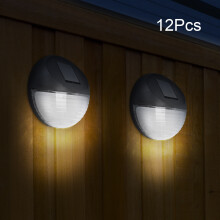 12 Pcs LED Solar Power Garden Fence Wall Lights Outdoor Decking Lamp