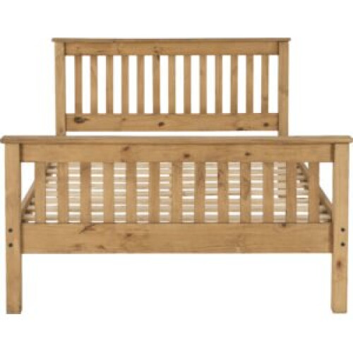 Seconique (4FT 6inch Double 135cm)Monaco Pine Bed Frame High Foot End Distressed Waxed Pine 2