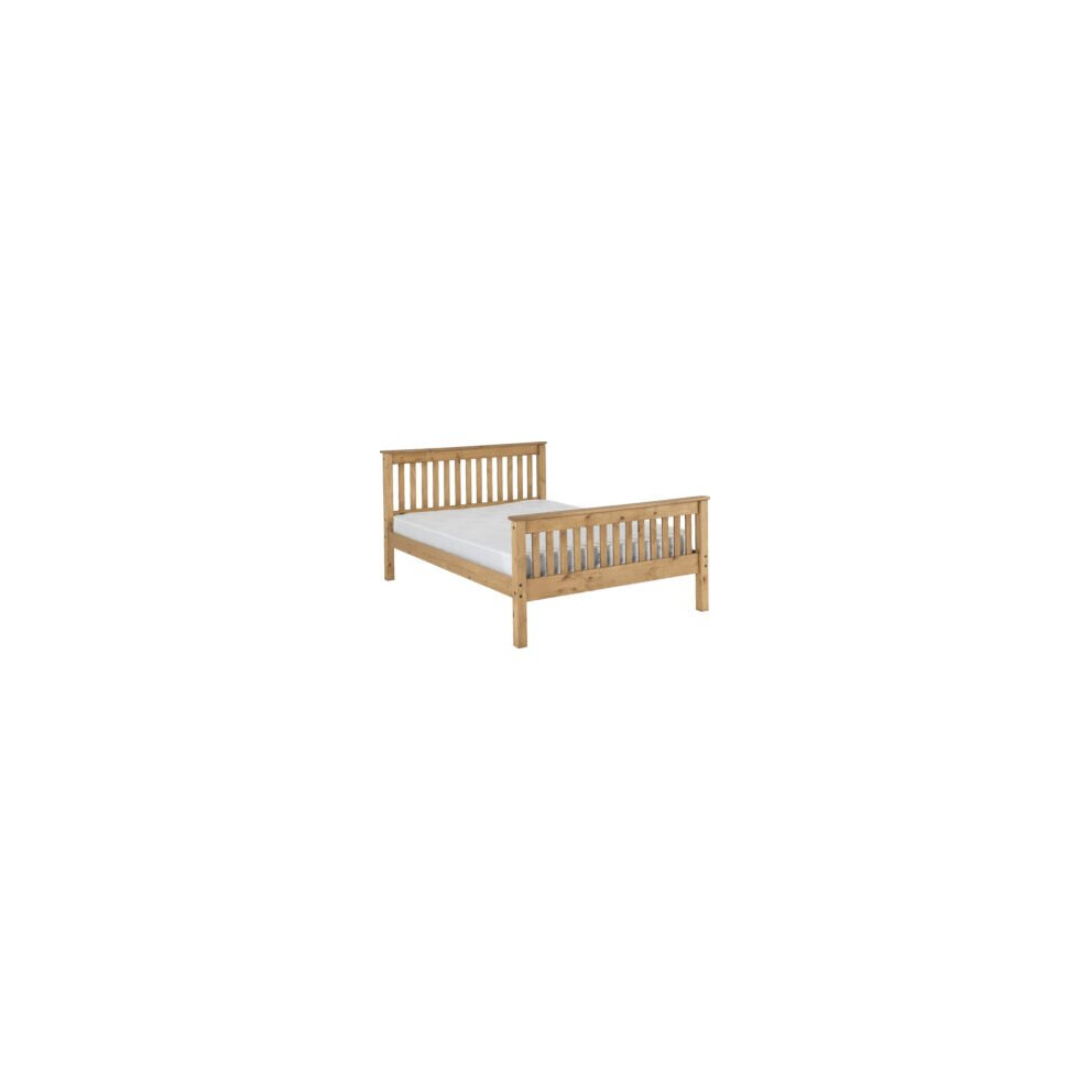 Seconique (4Ft 6Inch Double 135Cm)Monaco Pine Bed Frame High Foot End Distressed Waxed Pine