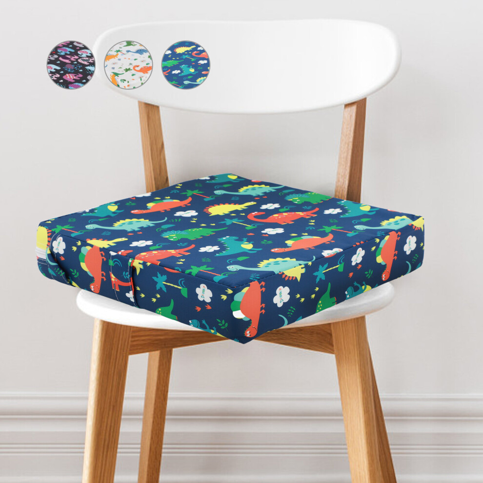 (Blue dinosaur) Children Highchair Pad 8cm Booster Seat Cushion