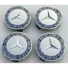 Mercedes-Benz 75mm Alloy Wheel Centre Caps with Blue Hub Emblem – Fits A, C, E, G, S Models