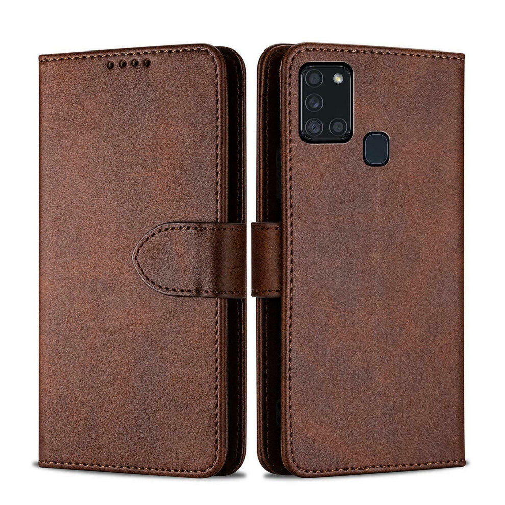 Compatible With Samsung Galaxy S21 Ultra / S30 Ultra - Pu Leather Flip Wallet Case Brown 7437135564511