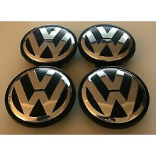 VW 55mm Alloy Wheel Centre Caps x 4. Golf Jetta Passat Beetle
