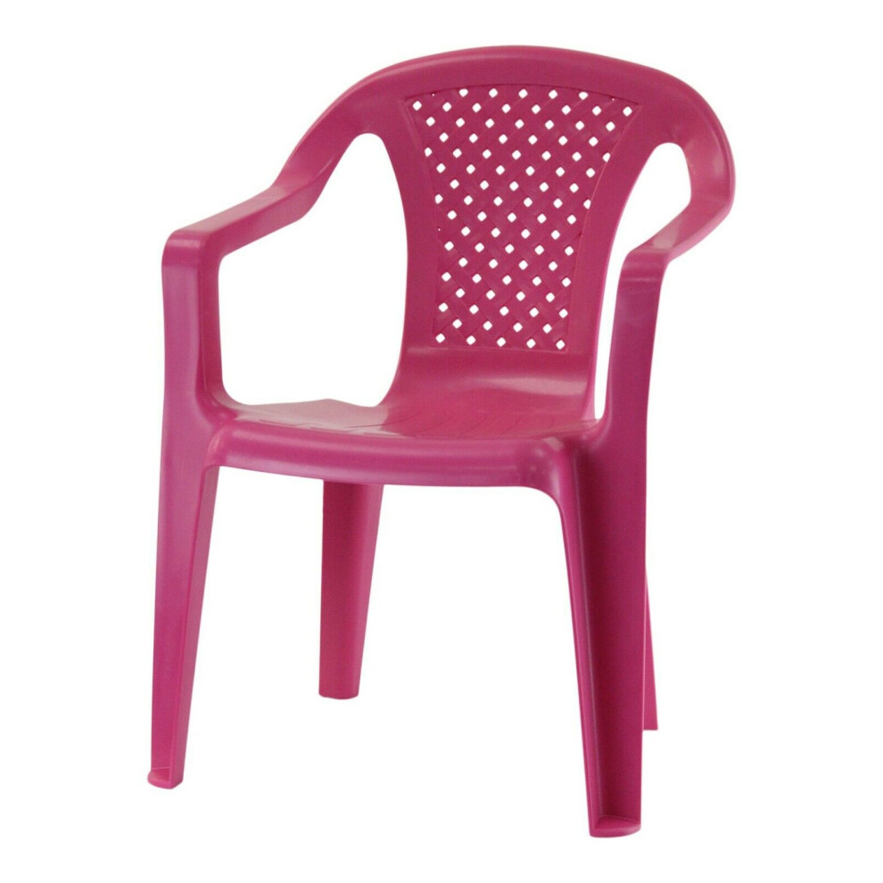 (Pink, Single) Plastic Kids Chairs - Coloured Stackable Sturdy Indoor Outdoor Children's Play