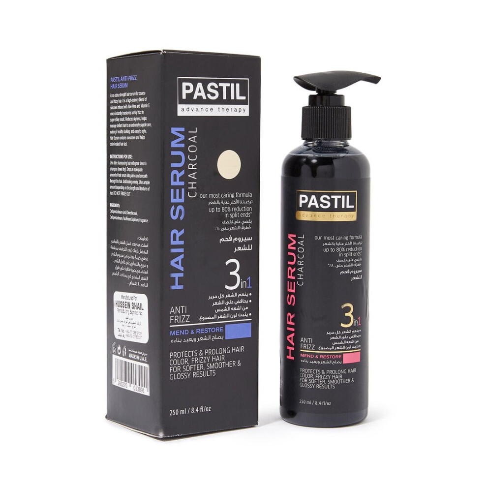 Pastil Advance Therapy Charcoal Hair Serum 250Ml | Deep Nourishment, Shine & Anti-Frizz Treatment For Dry & Damaged Hair | Hair Repair Formula