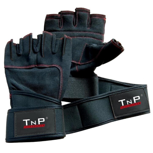 Leather Gloves with Wrist Wraps HFG-147.4A- Large 1