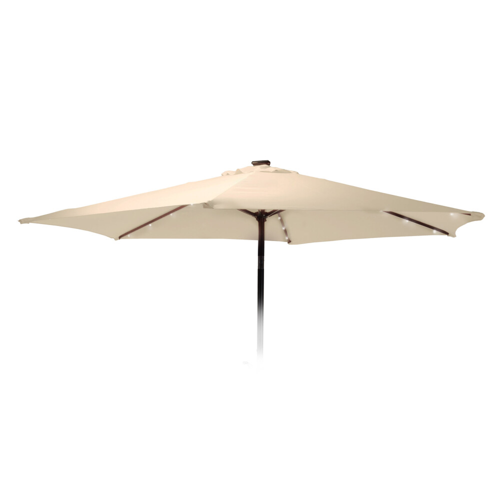 (White ) Metal Sun Shade Parasol Umbrella With Solar Lights