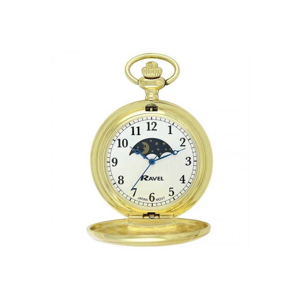 Ravel Polished Sun / Moon Pocket Watch R1001.15 Gold