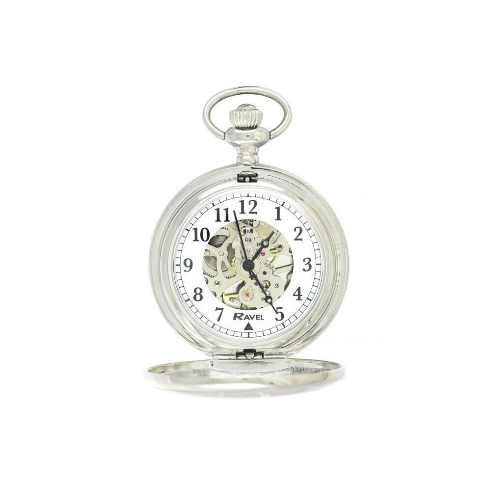 Ravel Polished Mechanical Pocket Watch Silver R1001.16