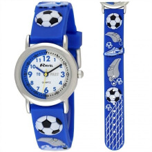 Ravel 3D Football Timeteacher Children Boy Girl Analogue Multicolour Strap Watch Blue