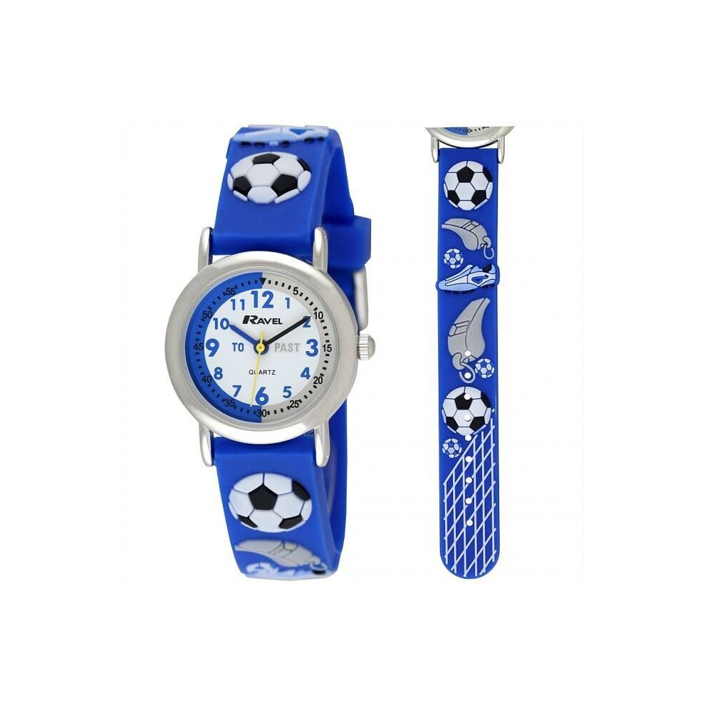Ravel 3D Football Timeteacher Children Boy Girl Analogue Multicolour Strap Watch Blue Blue,Multicoloured