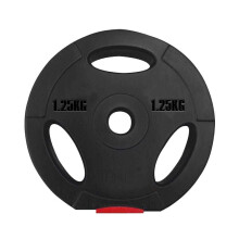 Standard 1 Inch Tri-Grip Vinyl Weight Plate Red/Black - 1.25Kg (x1 Weight Plate)