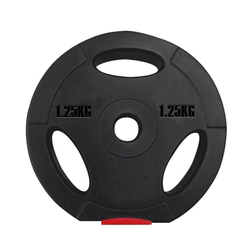 Standard 1 Inch Tri-Grip Vinyl Weight Plate Red/Black - 1.25Kg (x1 Weight Plate)