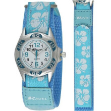 Ravel Girl's Velcro Hibiscus Watch - Blue R1507.21