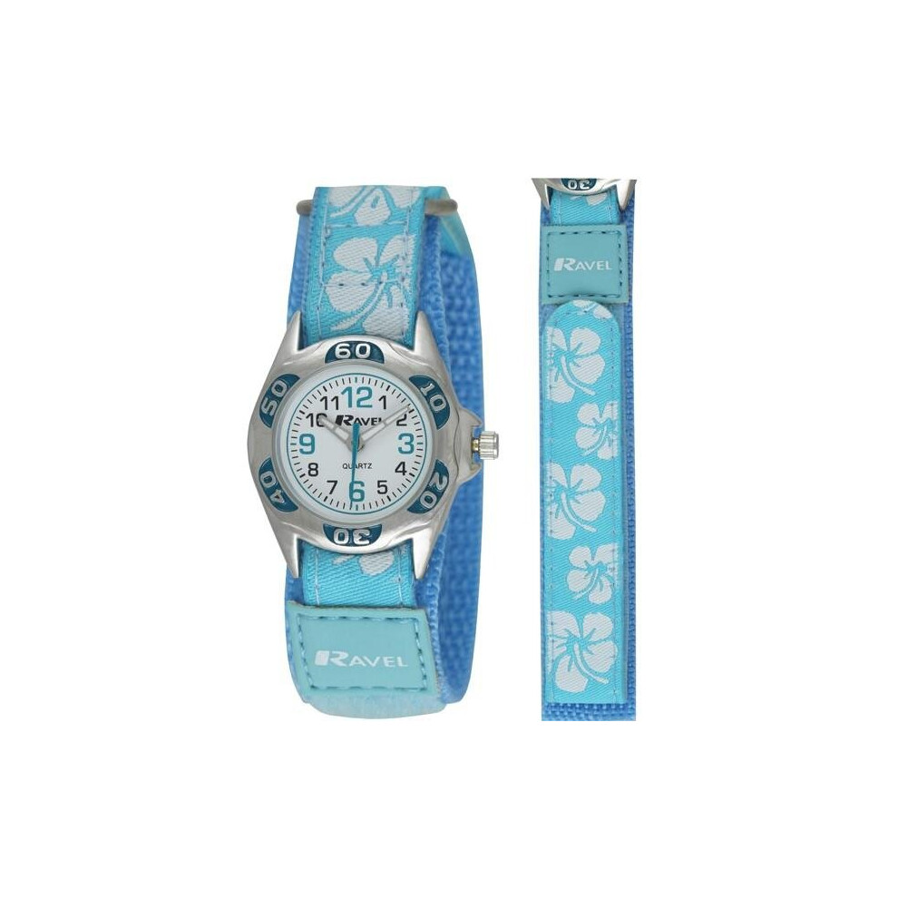 Ravel Girl's Velcro Hibiscus Watch - R1507.21 Blue