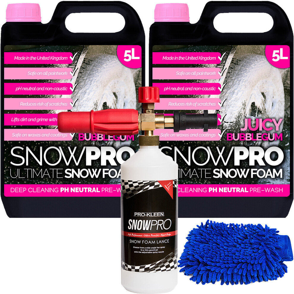 Snowpro (1 X Prokleen Karcher Lance & Mitt) Bubblegum Snow Foam 10L Detailing Kits