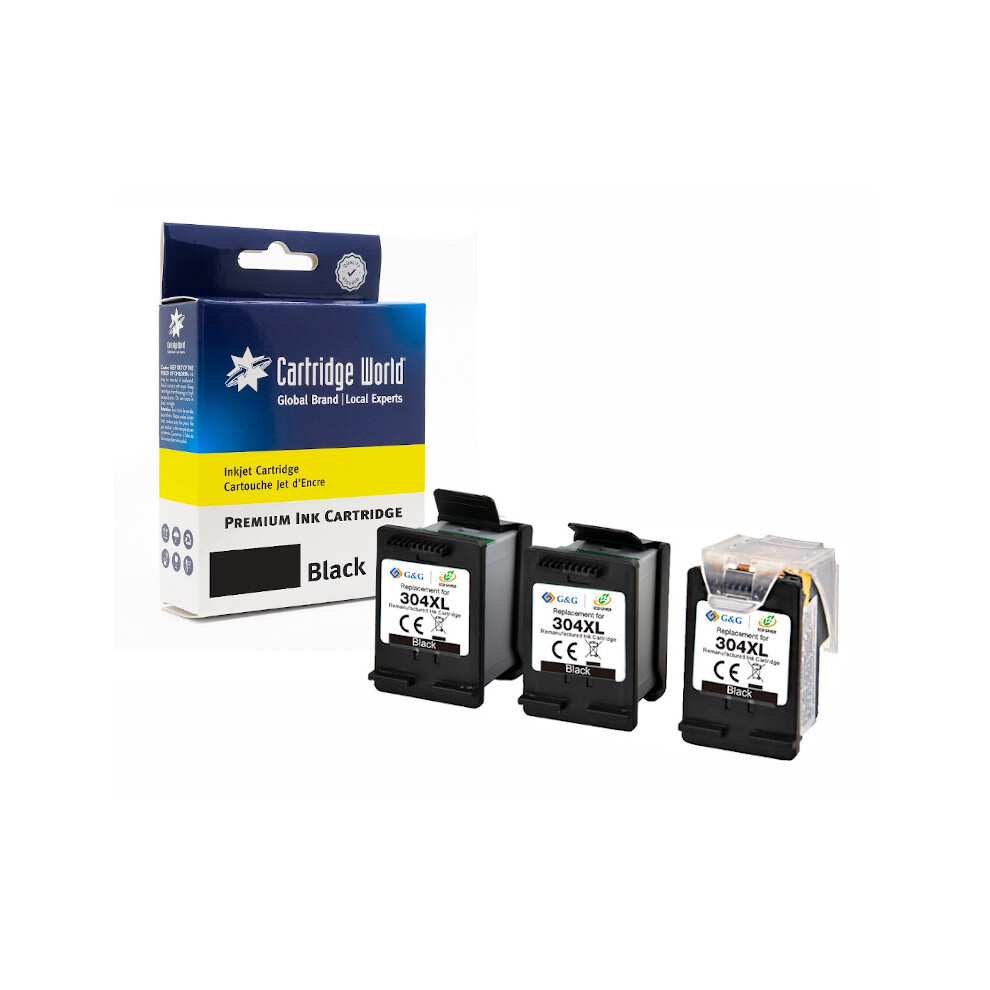 Compatible Cartridge World HP 304XL High Capacity Black Saver Pack (N9K08AE X 3 Ink Tanks)