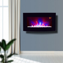 TruFlame LED Side Lit (7 colours) Wall Mounted Arched Glass Electric Fire with Pebble Effect