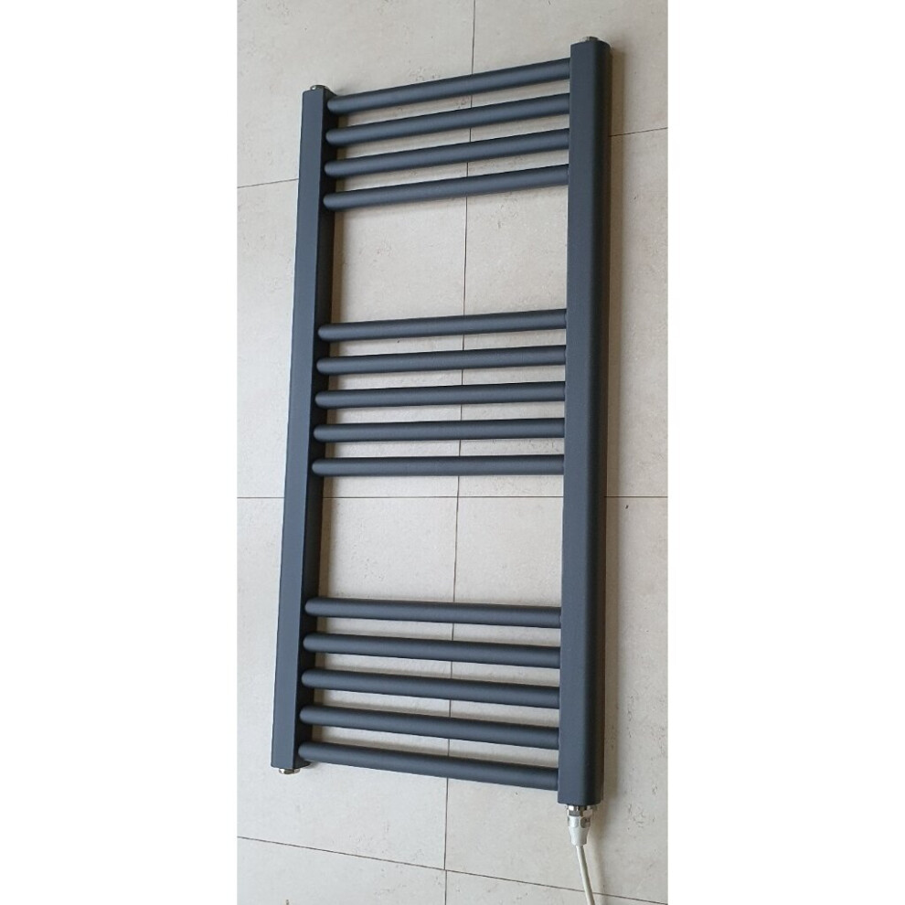 Photos - Radiator  Heat And Things Black & Anthracite Electric Heated Towel Rail Bathroom  EAS480(Anthracite, 400 x 800 Flat)