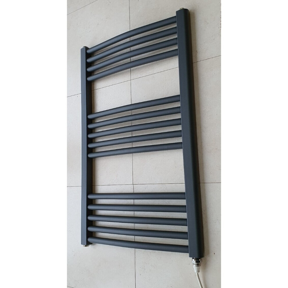 (Anthracite, 500 X 800 Curved) Heat And Things Black & Anthracite Electric Heated Towel Rail Bathroom Radiator 3233824112728